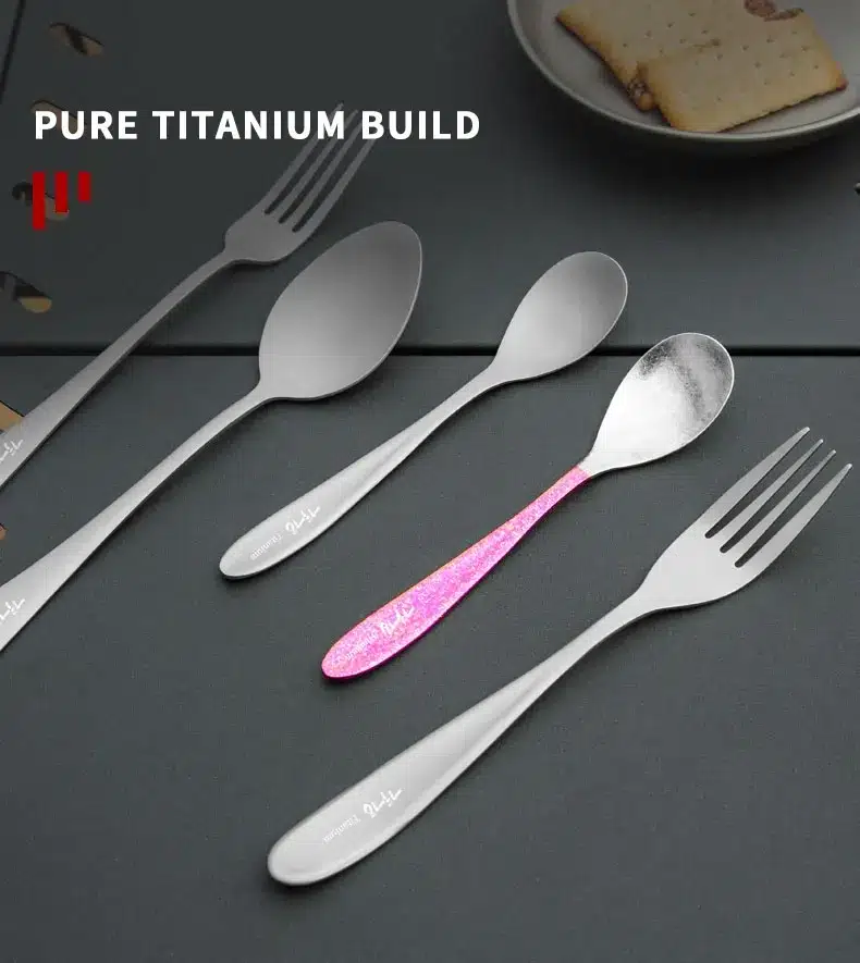 TiTo Titanium Ultra-Light Cutlery Set with Elegant Handles – detail 7