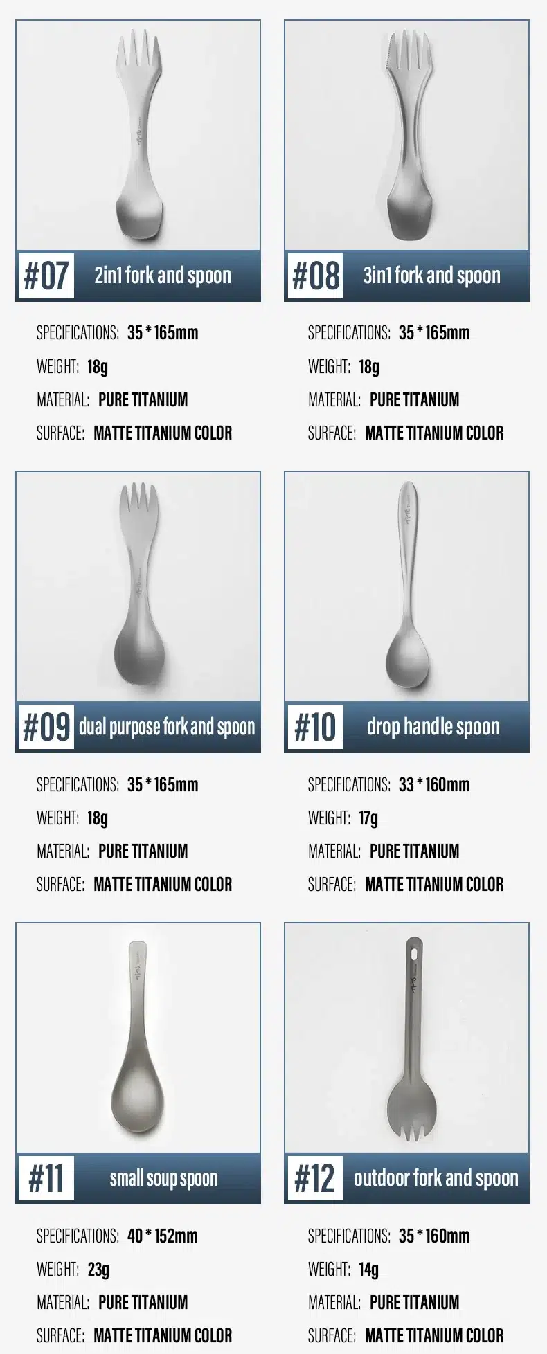 TiTo Pure Titanium Cutlery Set for Outdoor and Camping – detail 5