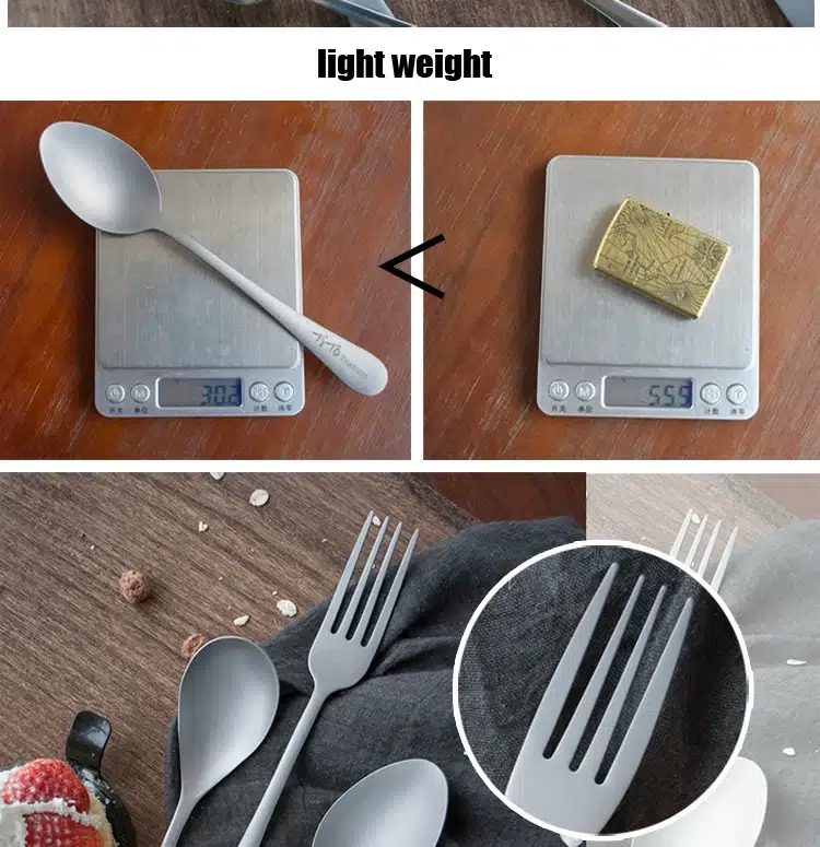 TiTo Titanium Spork and Spoon Ultra-light Cutlery – detail 6