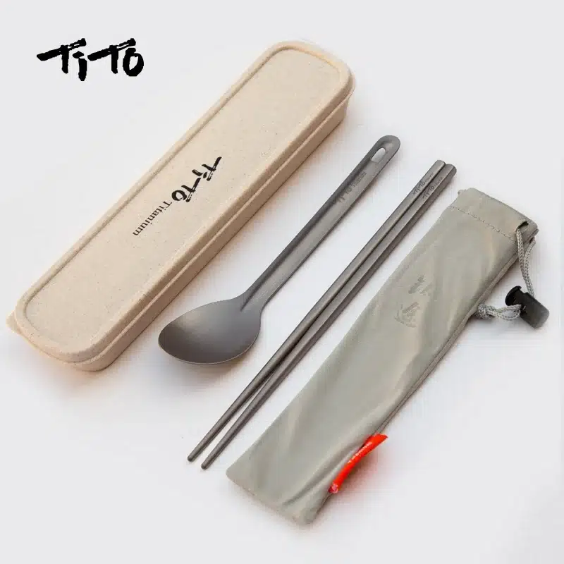 TiTo Pure Titanium Cutlery Set for Outdoor and Camping