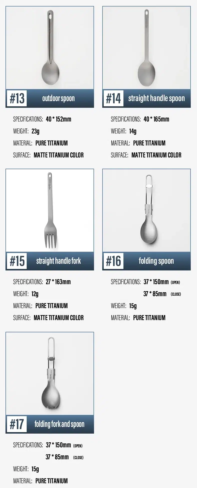TiTo Pure Titanium Cutlery Set for Outdoor and Camping – detail 6