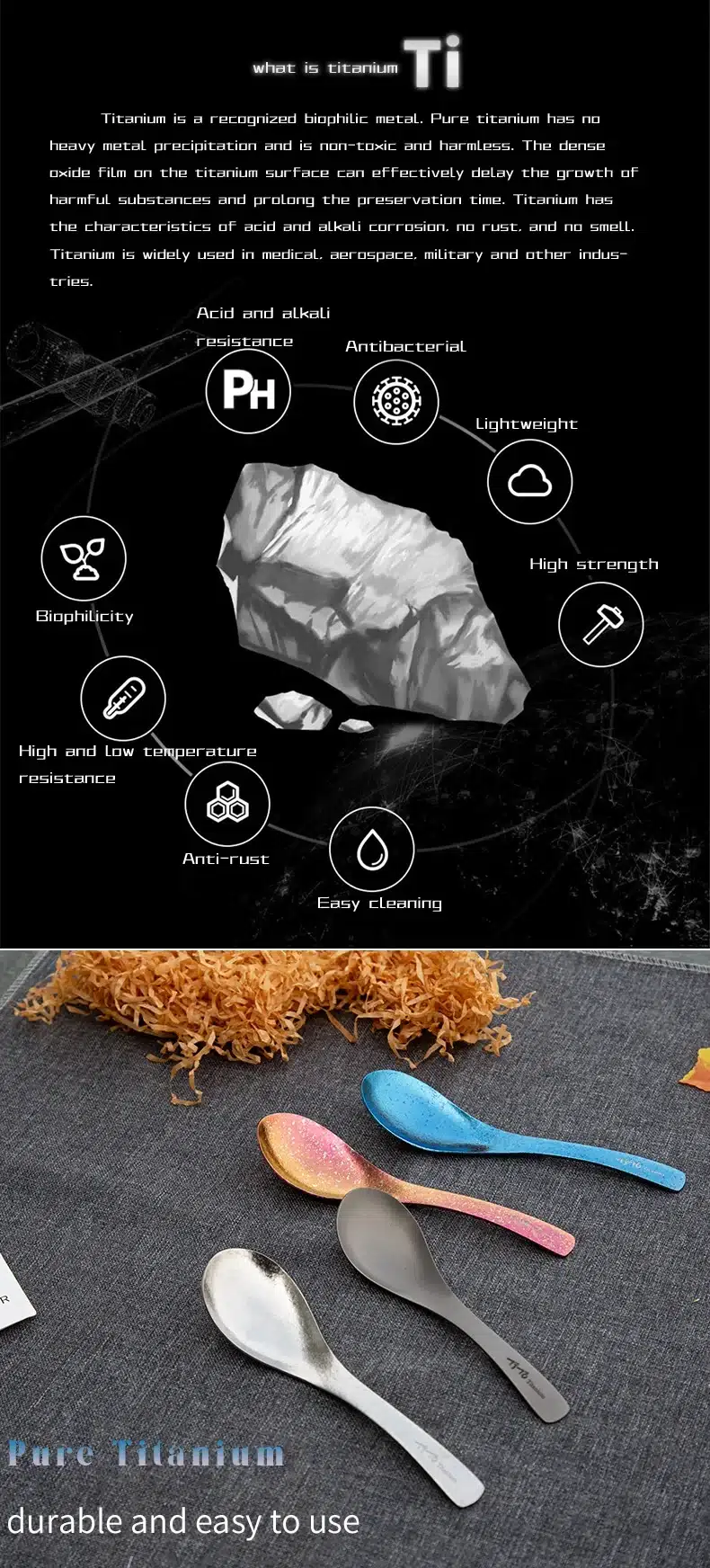 TiTo Titanium Soup Spoon with Cloth Bag – detail 3